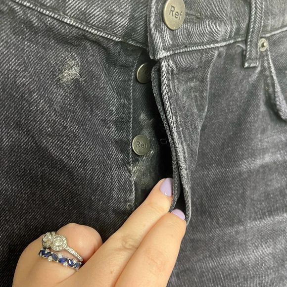 Reformation Black Distressed Denim Jeans Cut-Off Shorts‎ Size US 30 - Picture 5 of 11